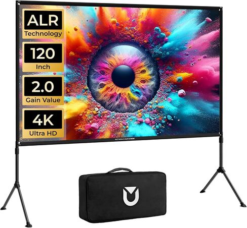 ULTIMEA E-ALR Projector Screen with Stand, 2.0 Gain Value Outdoor Projector Screen, 120 inch Portable Projection Screen, 80% ALR Screen, 4K Full HD Movie Screen for Home Theater, Photon 120 with Stand in Kuwait