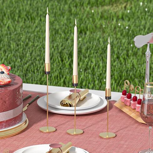 French Gold Candlestick Holders for Taper Candles, Modern Candle Stick Holders Decor, Taper Candle Holders for Table Mantel Wedding Dinning Anniversary (French Gold with Black, Set of 6) in Saudi Arabia
