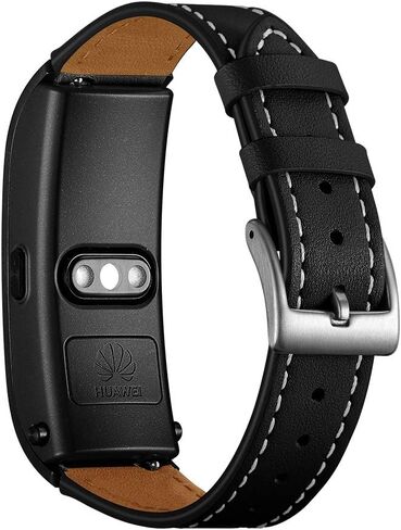 18mm Quick Release Leather Watch Band for Huawei Talkband B5, Huawei Watch, Withings Activite, Nokia, Fossil, LG, Asus Smart Watch Replacement Band Mens Womens Wrist Band Bracelet, Black in Saudi Arabia