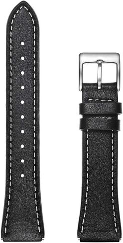 18mm Quick Release Leather Watch Band for Huawei Talkband B5, Huawei Watch, Withings Activite, Nokia, Fossil, LG, Asus Smart Watch Replacement Band Mens Womens Wrist Band Bracelet, Black in Saudi Arabia