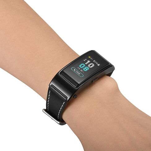 18mm Quick Release Leather Watch Band for Huawei Talkband B5, Huawei Watch, Withings Activite, Nokia, Fossil, LG, Asus Smart Watch Replacement Band Mens Womens Wrist Band Bracelet, Black in Saudi Arabia