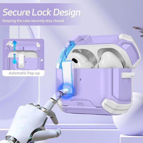 بالنسبة إلى Airpods Pro 2 Case 【مع حامل الهاتف غير المرئي】 حالة قفل آمنة متوافقة مع Magsafe ، وعلاب Apple Airpods Pro 2nd/1st Generation مع Cleaner و Key-Chain ، فتح تلقائي in Saudi Arabia