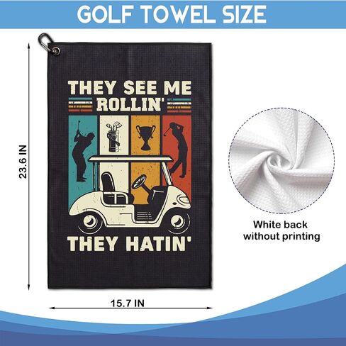 Golf and That's Why I'm Here Repeat Printed Microfiber Golf Towel, Funny Golf Towel Gifts and Golf Accessories for Men Women Dad Mom Grandpa, Fathers Day Birthday Gift for Golf Lover in Kuwait