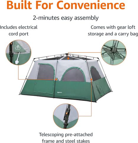 Amazon Basics Instant Camping Tent with Rainfly, Weather-Resistant, Quick Setup in Saudi Arabia