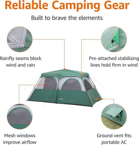 Amazon Basics Instant Camping Tent with Rainfly, Weather-Resistant, Quick Setup in Saudi Arabia