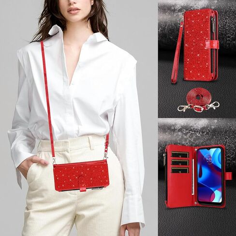 Asuwish Phone Case for Motorola Moto G Pure 2021 Wallet Cell Cover with Tempered Glass Screen Protector Strap Glitter Zipper Flip Credit Card Holder MotoGPure MotoG GPure XT2163DL 6.5 Women Rose Gold in Saudi Arabia