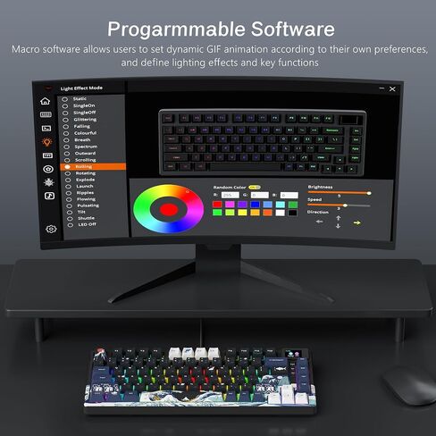 Womier S-K80 75% Keyboard with Color Multimedia Display Mechanical Gaming Keyboard, Wired Hot Swappable Gasket Mount RGB Custom Key Board, Pre-lubed Stabilizer for Mac/Win, Black Kanagawa in Kuwait