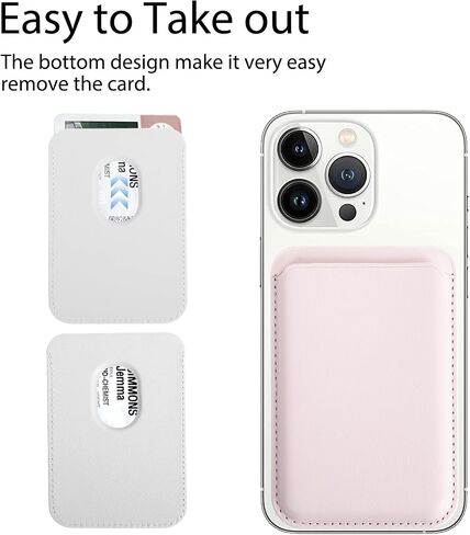 [2 Pack] Magnetic Wallet with Magsafe, Leather Phone Wallet Slim Card Holder Phone Pocket Cards Sleeves Stick on Phone Compatible with iPhone 15 14 13 12 Pro/Pro Max/Plus/Mini (White and Blue) in Saudi Arabia