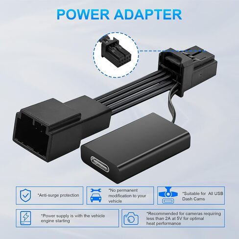 Dashcam Power Adapter 7 Pin Custom for Chevy, Ford, Honda, Lexus, Mitsubishi, Nissan, Toyota and More,Hide The Wires,GPS Radar Mirror Camera Dash Cam Adapter Cable,Connects to Rearview Mirror in Saudi Arabia