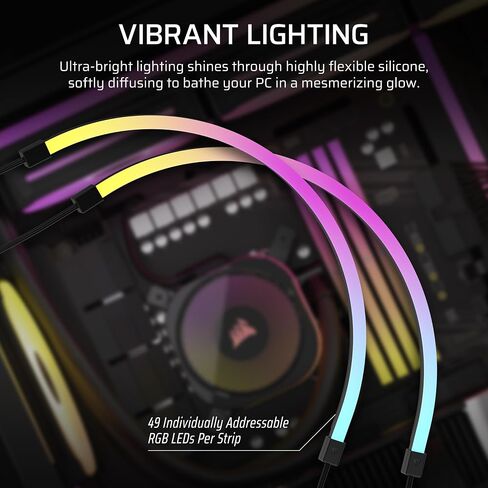 CORSAIR iCUE Link LS350 Aurora RGB Light Strips 350mm Kit – 2X Magnetic Diffused Individually Addressable RGB LED Strips – iCUE Link Adapter and ARGB to iCUE 3-Pin Adapter Cable Included in Saudi Arabia