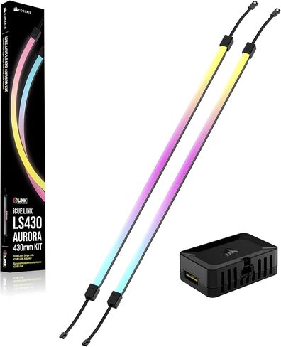 CORSAIR iCUE Link LS350 Aurora RGB Light Strips 350mm Kit – 2X Magnetic Diffused Individually Addressable RGB LED Strips – iCUE Link Adapter and ARGB to iCUE 3-Pin Adapter Cable Included in Saudi Arabia