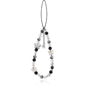 Phone Charms Y2K Phone Strap Charm Beads Phone Charm Strap Charms for Phone Case Butterfly Beaded Phone Bracelet Strap Wrist Strap Lanyard Cute Handmade Flower Wrist Beads Chain for Women