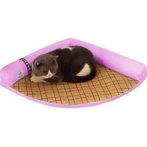 Pet Dog Bed for Small Medium Large Dogs and Cats Triangle Corner Lounger with Removable Cover and Breathable Summer Mat Cushion Pet Corner Couch Bed Pillow Washable (Gray, Medium)