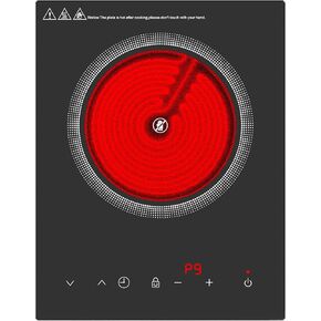 Electric Cooktop,110V 2400W 2 Burner Electric Cooktop,Countertop and Built-in Stove top with 9 Power Levels,Child Safety Lock, Timer, LED touch control,Overheat Protection