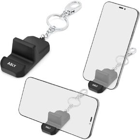 ABLY Mini Phone Stand Keychain, Portable PVC Phone Holder, Suitable for Most Smartphones，Black
