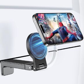 CreaDream 1 Pack Airplane Phone Holder Mount for Magsafe, Plane Travel Essentials Foldable Phone Stand with 360° Rotation, Woman Man Long Flight Must Haves Travel Accessories for Desk, Tray Table