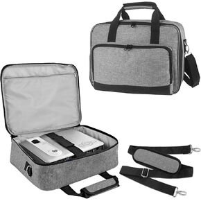ZKOO Projector Carrying Case, Projector Bag Compatible with Most Projectors, Includes Storage Pockets & Adjustable Shoulder Straps, Travel Projector Case, 14" x 11" x 4" (Gray)