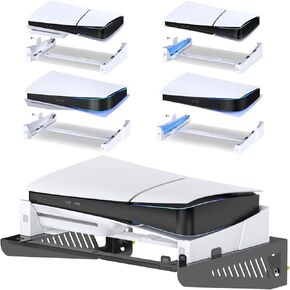 PS5/PS5 Slim Wall Mount Kit Horizontal, Shelf Wall Mount Horizontal for PlayStation 5 Disc & Digital, Game Accessories Base Stand, Upgraded Floating WallMount with Stable Screw Fixing