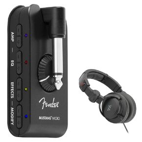 Fender Fender Mustang Micro Headphone Amplifier Backle مع سماعات رأس Polsen HPC-A30-MK2 Monitor