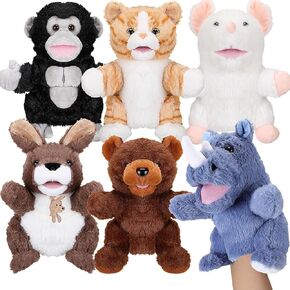 Liliful 6 Pieces Animal Hand Puppets Kids with Working Mouth Animal Puppets Toddler Plush Toy for Show Theater Birthday Easter Basket Stuffers(Farm Animal)