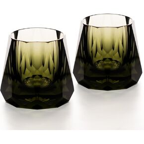 KAMMAK Stemless Glasses Set of 2-5.3oz, Crystal White Whiskey Glasses, Engagement Gifts for Couples, Women, Dishwasher Safe, Hand Blown