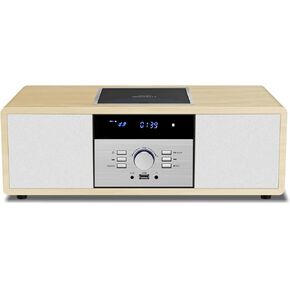 Bluetooth Stereo System for Home with CD Player, Vintage Wooden Hi-Fi Music System with Bluetooth, FM Radio, AUX & USB Input, Remote Control, Compact Radio & Stereo