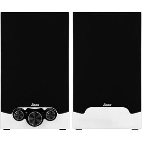 AS-43 Bluetooth Bookshelf Speaker, 50W X 2 Active TV Speaker with 4" Woofer, Turntable Speaker with Optical/RCA/SubWoofer Output for PC/TV and Projector (Black)