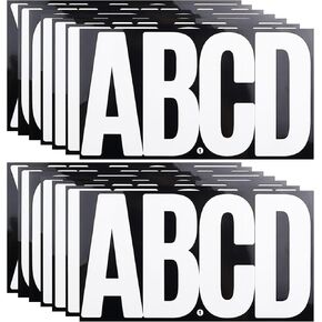 6 Inch Large White Letters Stickers, 76 Pieces Self Adhesive Alphabet Sticker for Mailbox,Door,Truck and Outdoor, Waterproof&Weatherproof Sticky Vinyl Letter Symbol Stickers,14 Sheet