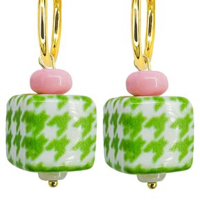 Red/White Square Grid Drop Handmade Earrings for Women, Funky Cute Earring, Dangling Kawaii Aesthetic Alloy Drop Dangle Earrings with Hypoallergenic Jewelry Lover Birthday Gifts Party Favors for Women