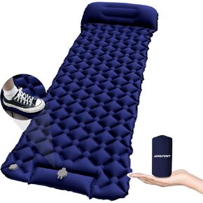 Inflatable Sleeping Pad with Pillow for Camping-Built in Foot Pump Fast Inflation-Ultralight Upgraded Durable Compact Sleeping Mat Moisture Proof Air Mattress for Backpacking,Hiking,Travel,Tent in Kuwait
