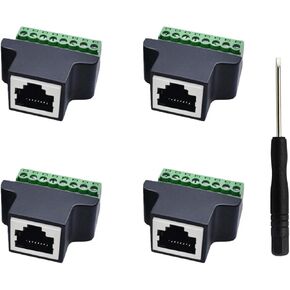 4PCS RJ45 Screw Terminal Adapter Block,RJ45 Ethernet Male to 8 Pin Connector for CCTV DVR Cat5 Cat6 Cat7 in Kuwait