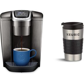 Keurig K-Elite Single-Serve K-Cup Pod Coffee Maker, Brushed Slate, 12 oz. Brew Size & Travel Mug Fits K-Cup Pod Coffee Maker, 1 Count (Pack of 1), Stainless Steel