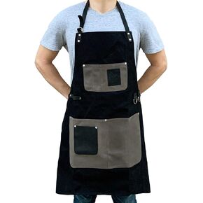 Grill Apron - Adjustable Waxed Canvas Cooking Apron - XXL - Heavy Duty Smoker Apron