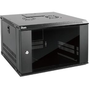 18U Wall Mount Rack Network Cabinet for 19" IT Equipment,with Lockable Mesh Door and Side Panels,Cooling Fan,Black,17.7inch Depth for AV/Computer/Electronics Equipment Data Rack