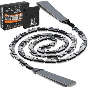 Premium Pocket Chain Saw 36 Inch 48 Teeth with Pouch | Camping, Survival Tree Cutting Equipment and Backpacking Gear (Orange)