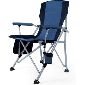 Heated Camping Chairs, Portable Heated Folding Chairs for Outdoor Sports, Heavy Duty Lawn Chairs for Adults Support 400lbs, Heated Camp Chair with Cup Holder,Grey(2 Battery Pack Required)