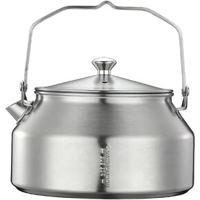 Campingmoon Stainless Steel Camping Tea Kettle Portable Camp Coffee Tea Pot Lightweight Water Boiler for Backpacking Picnic Fishing 1L
