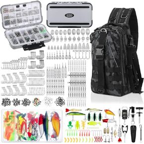 484 Pcs Fishing Tools Kit Fishing Accessories Kit Include Fishing Backpack Fish Hook Fishing Lures Fish Hook Remover Fish Lip Gripper for Men Women Fishing Gifts