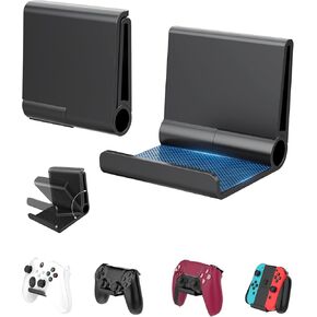 4 Pack Foldable Controller Wall Mount Holder for Xbox PS5 PS4 PS3 Switch Pro Strong Adhesive/Screw Upgraded Controller Stand Hanger with Anti-slip Pad Universal Gaming Remote, Headphone Accessories