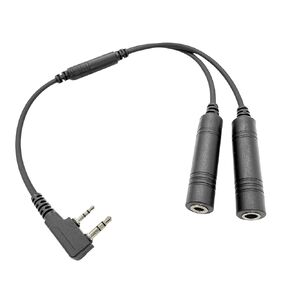 WODASEN GA Dual Plugs General Aviation Headset Twin Jacks Helicopter Headphone Adapter Connector Cable (3/16" Mic Jack and 1/4" Speaker Jack) to K1 Plug 2-Pin Radio Walkie Talkie Extension Cord