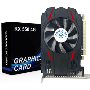 AMD Radeon RX 550 Graphics Card, 4GB GDDR5 128 Bit 1183MHz DP HDMI DVI-Output GPU, PCIE 3.0 Computer Gpu Support Up to 4K Video Card for Office and PC Gaming