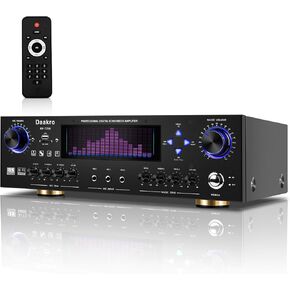 AV-735A 600W 5.1 Channel Home Theater Stereo Receiver,Wireless Home Audio Amplifier System,Digital Stereo Receiver/Amp System w/ 3 Mic in Echo/BT/USB/SD/RCA/LED/Opt/Coax for Home/Studio