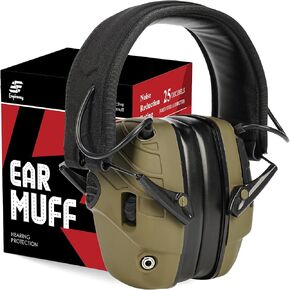Electronic Earmuffs - 25dB Noise Reduction & Sound Amp, Comfortable for Shooting, Hunting & Training