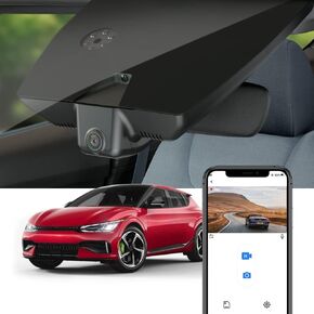 Fitcamx 4K Dash Cam Compatible with Kia EV6 2022 2023 2024 GT GT-Line Light Wind, OEM Factory Look, UHD 2160P Video, Loop Recording, Built-in WiFi & APP, Gravity Sensor, Easy to Set, 64GB Card