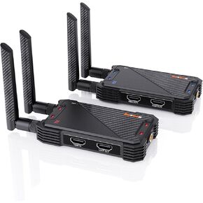 Wireless HDMI Transmitter and Receiver: 1312ft Wireless HDMI Extender with Loopout, 2.4/5G 1080P Adapter Support IR Remote for Streaming from DSLR,Laptop,Netflix,YouTube to TV/Projector Indoor/Outdoor