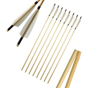 AMEYXGS 6 Pcs Archery Hunting Arrow Traditional Wooden Arrows Handmade Shooting Practice Arrow with 5" Turkey Feathers Fletched for Recurve Bow Longbow