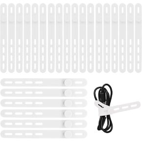 24Pcs Silicone Cable Ties - Reusable, Washable Cable Ties with Locking Buckle Design, Adjustable Fastening Cable Strap Ties, Multi-Purpose High Elasticity Cord Organizer (4 Colors)