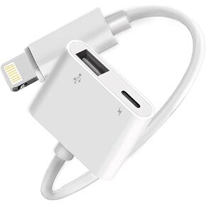 [Apple MFI Certified] Lightning to USB Camera Adapter مع منفذ الشحن لـ iPhone ، محول OTG Ender Female المتوافق مع بطاقة iPhone/iPad ، القراء ، محركات أقراص فلاش USB ، لوحات المفاتيح ، الفئران