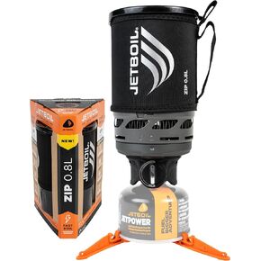 Jetboil Zip 0.8L Portable Fast Boil Stove with Easy-Turn Knob Igniter for Backpacking and Camping, New for 2025, Propane/Isobutane Burner with Cooking Cup
