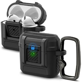 Spigen Lock Fit Designed for AirPods 4 Case and AirPods 4 with Active Noise Cancellation Case (2024) Secure Lock for Drop Protection - Matte Black